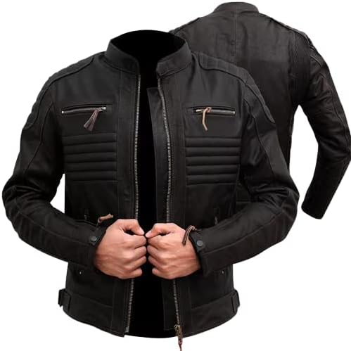 Miniatura 5 de Chaqueta clásica y elegante para hombre, de cuero auténtico, para motocicleta, motociclista