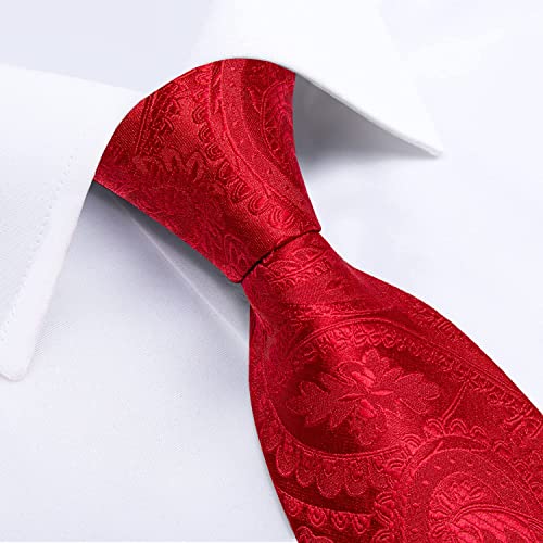 Image of DiBanGu Mens Paisley Tie Set Silk Woven Jacquard Necktie and Pocket Square Cufflinks Gift Set for Wedding Bussiness