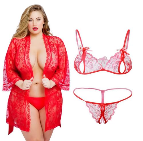 Image of Exotic Bra Panty Set with Matching Shrug | Stylish Bridal Wear |Women's Sexy Lingerie Set with Robe | Honeymoon & Bridal Special Nightwear | 1-Piece Nightdress | Transparent Nighty for Women