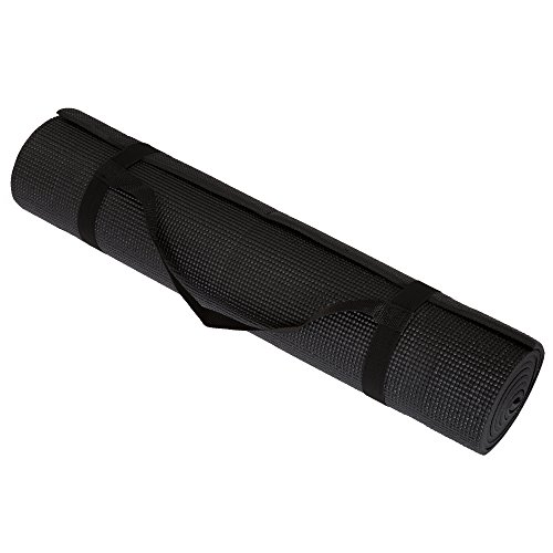Non Slip Yoga Mat- Double Sided Comfort Foam, Durable Exercise Mat For Fitness, Pilates and Workout With Carrying Strap By Wakeman Fitness (Black)