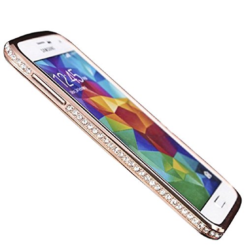 Lowpricenice(TM) Diamond Crystal Rhinestone Bling Metal Frame Bumper Case For Samsung Galaxy S5 i9600 (Rose gold)