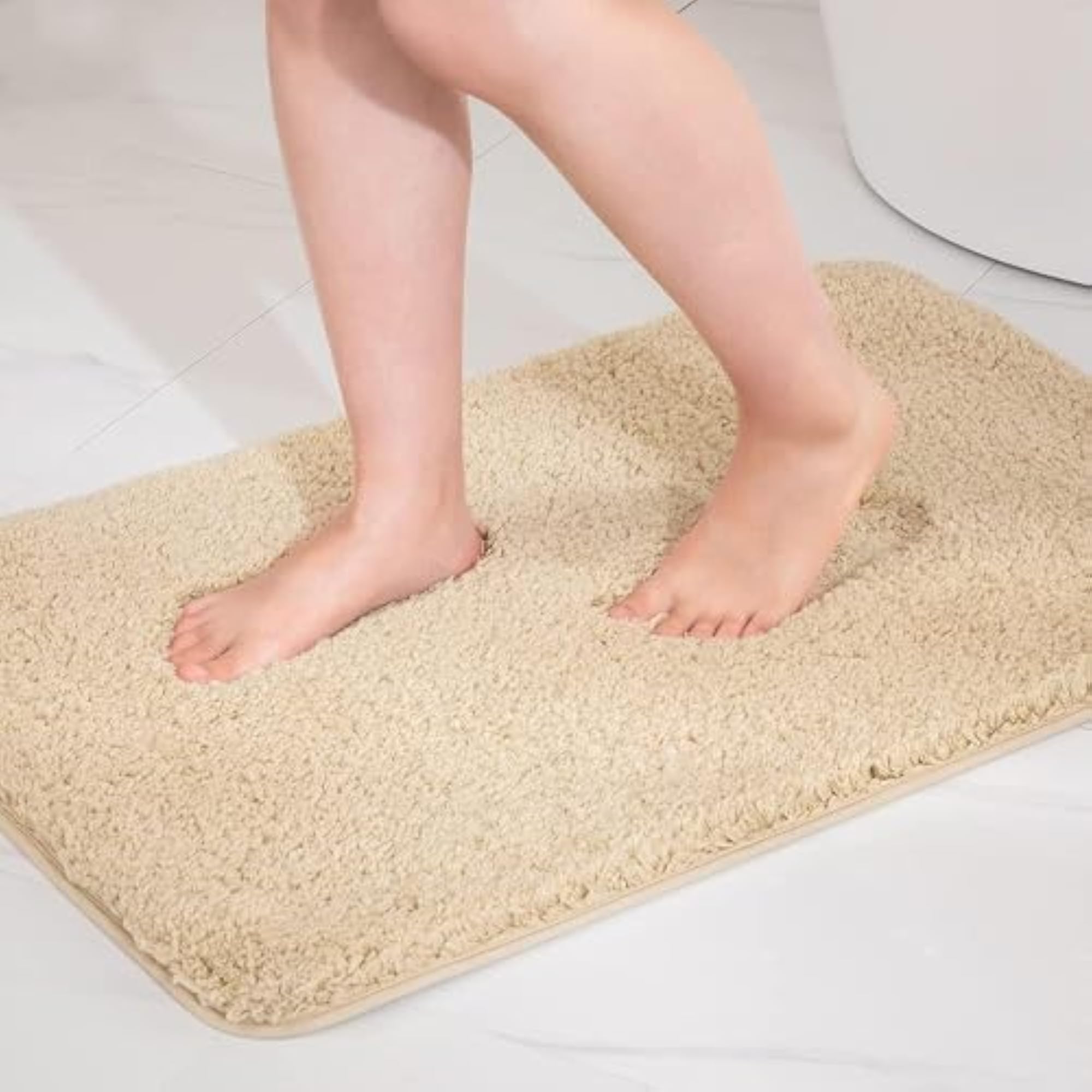 Microfiber Bath Mat, Super Absorbent Mat, Beige