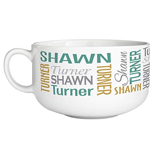 Let's Make Memories Personalized You Name It! Signature Bowl - Porcelain Bowl - Green/Gold - Customize with First & Last Name - Holds 32 oz
