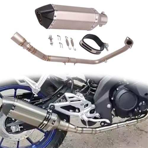 排気部 オートバイ ステンレススチール マフラー サイレンサー パイプ 排気管 スリップオン排気フロントリンクパイプ マフラー付き に適合するヤマハ YZF-R15 V3 2020 2021 2022(Chrome)