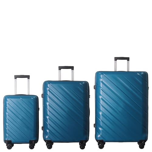 Furrnook 3-Piece Hardside Luggage Set (20", 24", 28") Blue