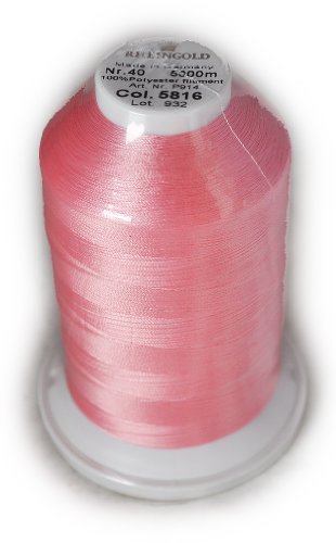 Hilo de poliéster Rheingold No. 40 rosa, cono comercial para bordado, 5000 m miniatura 1