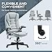 6-Point Massage & Heated Office Chair with Remote, High Back Executive Chair in Cooling Linen, Reclines with Adjustable Armrests for All-Day Comfort, Light Gray