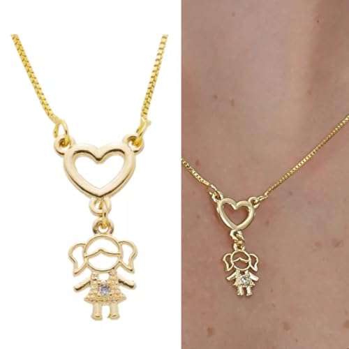 Colar Com Pingentes De Filha – 1 Menina – Banhado A Ouro 18k – Presente Para Mãe, Avó ou Esposa