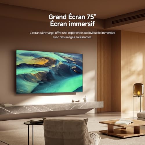 XIAOMI TV F Pro 75, 190 cm (75 Pouces), 4K UHD QLED, Smart TV, Fire TV, Contrôle Vocal Alexa, HDR10+, Mode Game Boost 120Hz, MEMC, 2Go+32Go, Compatible avec AirPlay