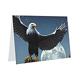 Tarjeta de felicitación de águila bajo las estrellas con sobre, en blanco, 10 x 15 cm, y para todas las ocasiones.
