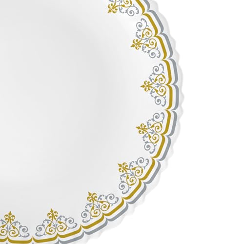 Image of Cello Dazzle Series Victor Opalware Dinner Set | 20Pcs | White | Service for 6 | Microwave & Dishwasher Safe | Light-Weight & Durable | Chip & Scratch Resistant | Best for Special Occasion & Gifting
