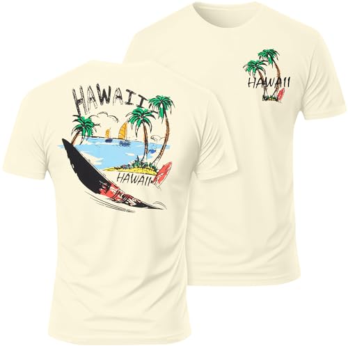 Hawaiian T-Shirt for Men:Men’s Tropical Beach Palm Trees Shirt Casual Vintage Beach Tee