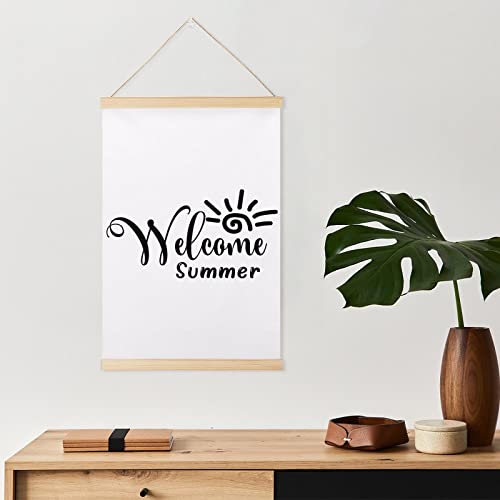 Inspirational Quotes Magnetic Poster Frame Hanger, Wooden Frame & Canvas Poster Hangers, Welcome Summer Wooden Magnet Posters Hanging Kit Canvas Artwork,(Teak Wood, 12") #TOP1