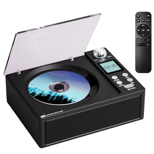 Lecteur CD portable HiFi Bluetooth avec double haut-parleur intégré noir