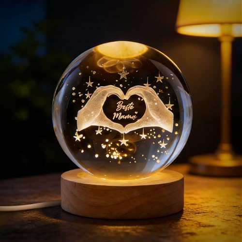 SPERMUOY Geschenk Mama Geburtstag,Muttertagsgeschenk 3D Glaskugel Geschenke für Mama zum Geburtstag,Ma-ma Geburtstagsgeschenk Mutter Tochter Geschenk Beste Ma-ma Gesch-enk