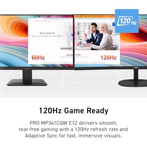 Image of msi PRO MP341CQ E12 34-inch VA 3440 x 1440(UWQHD) Computer Monitor, 120Hz, Adaptive-Sync, HDMI, DisplayPort, VESA Mountable, Speaker, 1ms, Black