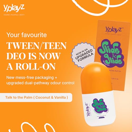 Image of YPlayZ Roll-On Deodorant 40ml for Teens 11-18, Coconut & Vanilla Freshness | Aluminium And Baking Soda Free Formula Is Gentle On Sensitive And Shaved Underarms | For Comfortable Everyday Freshness