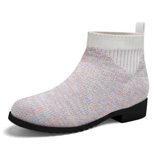IceUnicorn Girls Chelsea Boots Knit Sock Ankle Boots Slip On Short Booties Girls Low Heel Boots for Little Kid/Big Kid