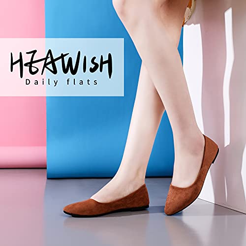Image of HEAWISH Women's Suede Dressy Pointed Toe Ballet Flats for Work