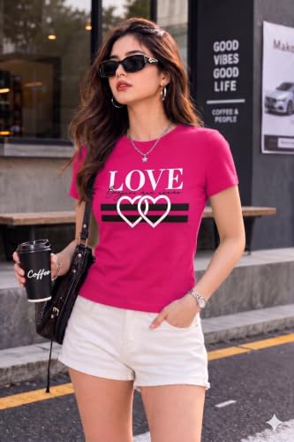 Image of Preneum Women's Graphic Printed T-Shirt, Round Neck Half Sleeve Casual Slim Fit Cotton Blend Tee, College, Office & Travel