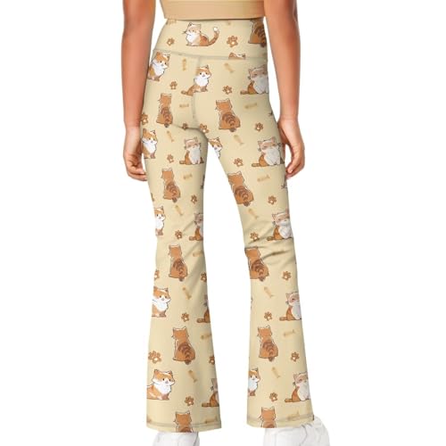 Image of Girls Leggings Floral Print High-Waisted Flared Pants 5-14 Years