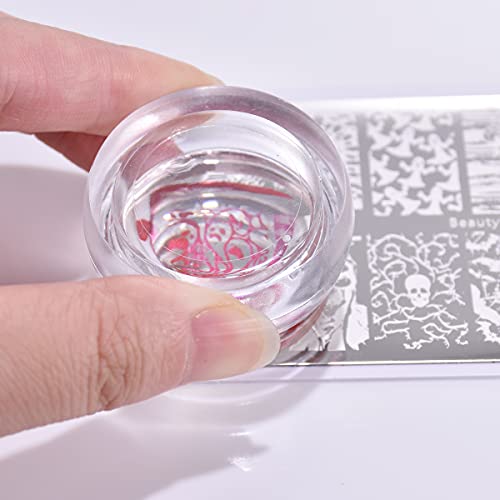 Shopants Xl Nail Stamper Kit Clear Transparent Soft Stamper And Scraper Set Silicone Nail Art Printer Manicure Tool With Lid - Random Color #TOP3