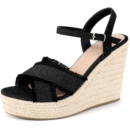 Sandales talon compensé denim Allegra K stables et confort - 3