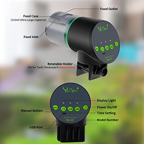 Ycozy Automatic Fish Feeder Rechargeable With Usb Cable Moisture-Proof Intelligent Electric Fish/Turtle Feeder For Aquarium & Fish Tank Intelligent Timer Fish Food Dispenser For Vacation | Navi-Ev #TOP1