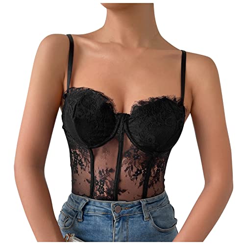 BaoDan Haut De Bralette Sexy en Dentelle avec Corset Réglable pour Femmes Cover