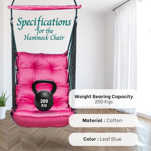 Image of Swingzy Premium Hanging Swing Chair for Kids & Adults | Portable Hammock Chair with Padded Cushion for Outdoor & Indoor| Cozy Single Seater Jhula for Home | Weight Capacity Upto 200Kgs (Pink)