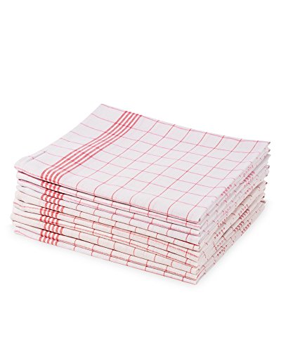 myHomery Geschirrtücher - Küchentücher 100% Baumwolle - Geschirrhandtücher Küche & Gastronomie - Grubentuch - Geschirrtuch - Trockentücher 10x Rot Weiß kariert | 50x70 cm
