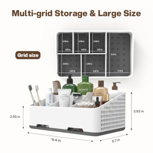 Cleangor-Countertop-Bathroom-Organizer-Toothbrush-Holder-with-Drainage-Vents-Cord-Hole-for-Multi-grid-Electric-Toothbrush-Charger-Family-Bathroom-Use