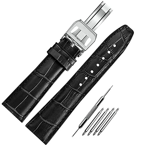 FOUUAAO Correas de Reloj IWC de Cuero Genuino 20mm 21mm 22mm Cocodrilo en Relieve Correas de Cierre de Despliegue de Repuesto para IWC Portugieser para IWC Portofino Pilot'Watch Correa Origin