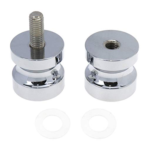 Farboat 2Pcs Sliding Shower Glass Door Knob Cylinder Bathroom Door Handle Round Pull Solid Aluminium Alloy Back-To-Back Room Handles Groove Glass Door Replacement (Shiny Silver) #TOP2