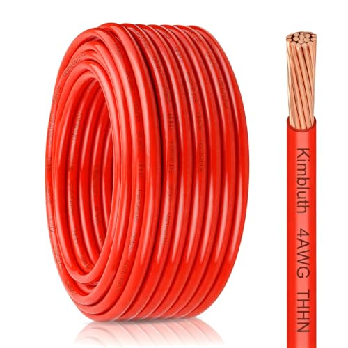 THHN Wire 4 Gauge 75 FT Stranded Copper Wire, Red