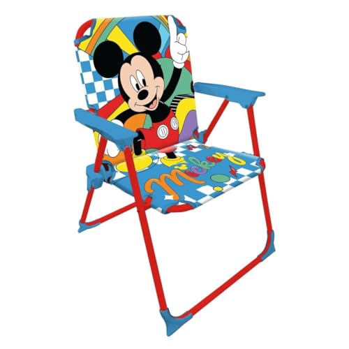 Silla Infantil Plegable con Brazos Licencia Oficial – Compacta y Ligera – Fácil de Limpiar – Ideal para Interior y Exterior – Soporta hasta 30 kg (Mickey 5687)