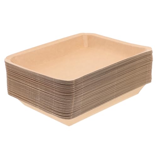 VOSAREA 50 Bandejas Desechables de Papel Khaki para Mariscos y Cangrejos, Prácticas y Ecológicas, Ideales para Restaurantes y Eventos de Fiesta