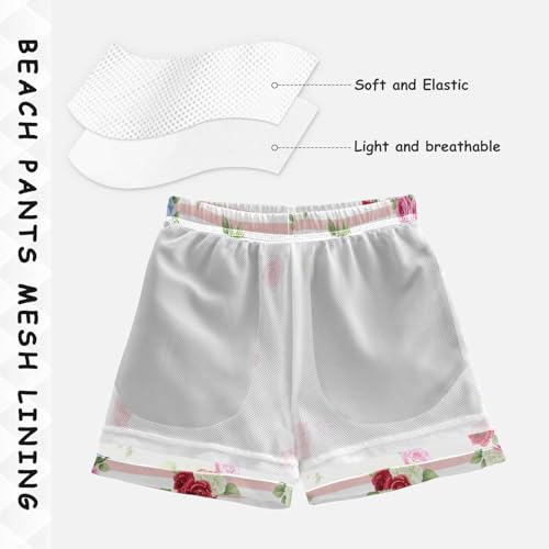 Kids Swim Trunks, Anti-Chafe Swim Trunks Boys 2 T, Bouquets Pink4