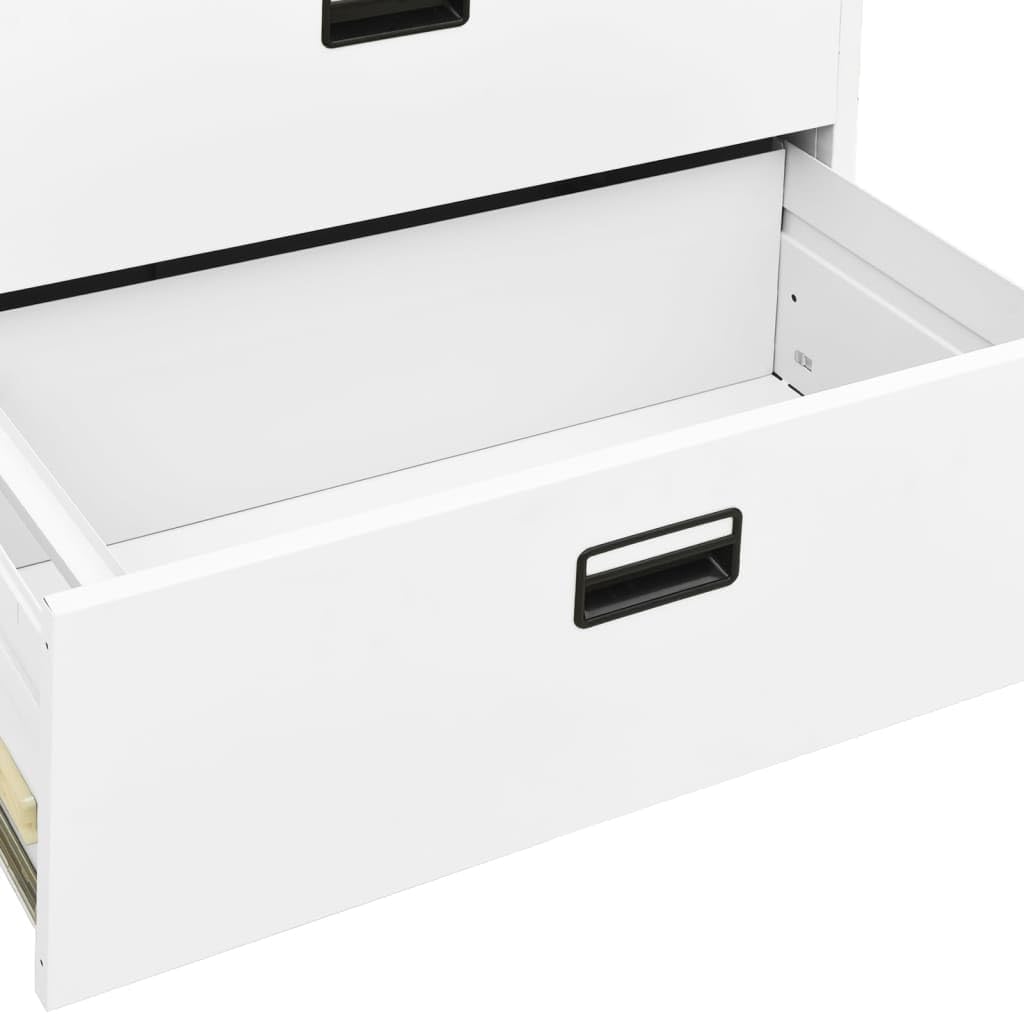 vidaXL Filing Cabinet, File Cabinet for Home Office Living Room School, Storage Cabinet with 2 Drawers, Under Desk, Industrial Style, White Steel