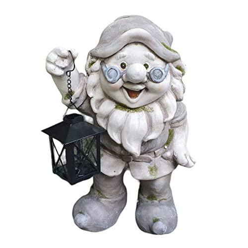 Aspinaworld Gartenfigur, Gartenzwerg mit Brille und Laterne 37 cm,...