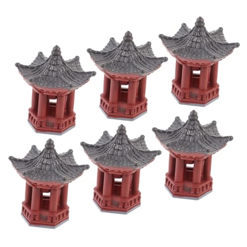 jojofuny 6 Pezzi Mini Padiglione in Resina, Statua Ornamentale da Giardino a Padiglione, Decorazione Paesaggistica per Interni ed Esterni, Ornamento Leggero per Mini Giardino e Bonsai