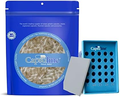 – Capsuline DIY Bundle - Clear Size 00 Empty Gelatin Capsules 1000 Count Filling Gel Pill Caps with Capsu-Tray Manual Capsule Holding Tray by Capsuline