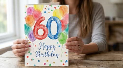 the lazy panda card company XXL 60 Geburtstagskarte A4 – Riesen Glückwunschkarte zum 60. Geburtstag – Große Karte zum Beschriften – Premium 300g/m² – Mit Umschlag – Made in Germany (60. Geburtstag)