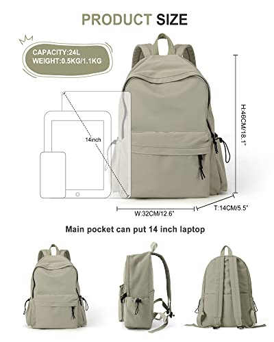 Vecave School Backpack Green Waterproof Bookbag Casual Lightweight Travel Rucksack Daypack Backpacks For Men Women College High School Bags Backpack For Boys Girls Teens #TOP3