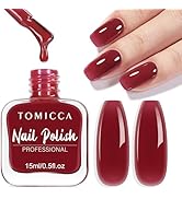TOMICCA Vernis à ongles violet rouge, 15 ml, brillant, séchage rapide, longue durée à base d'eau, ongles