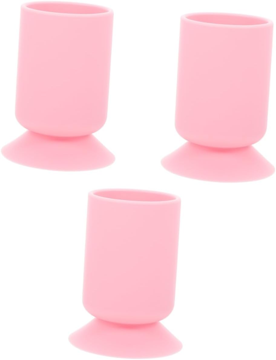 3pcs Pencil Holder Makeup Brush Stand with Suction Base Durable Odorless Organizer for Home Office for Makeup Pens Beauty Tools Stationery Storage