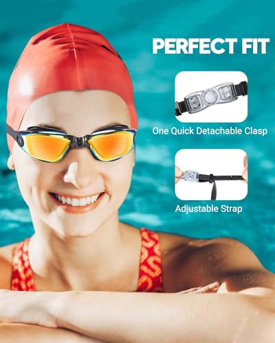 Vorshape Swim Goggles Swimming Goggles 2 Pack, Anti Fog No Leaking UV Protection Clear Vision Pool Goggles for Adult Men Women Youth — view 6