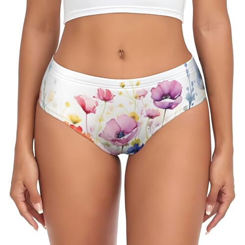NLCUUIQ Colorful Paeony Flower Panties for Women Fashion Bikini Underwear Women's Lightweight Briefs Hipster Panty Ladies Brief Breathable Underwear Cheeky Panties Size XXL