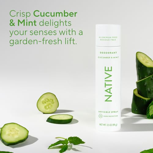 Image of Native Deodorant & Body Spray, Cucumber & Mint, 72-Hour Odor Protection for Underarms & Body, Aluminum Free, Quick Drying, 3.5 oz