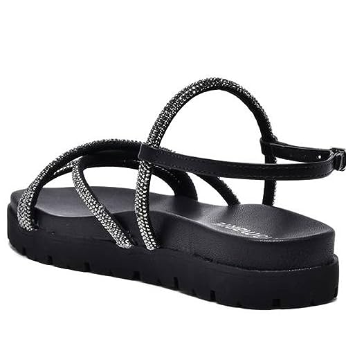 Sandália Papete Feminina Casual Dia a Dia com Strass Via Marte 23-17203